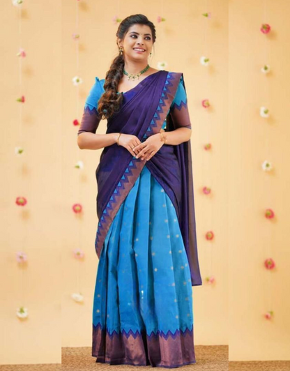 Mahi  Blue Kanchipuram Lehenga Choli