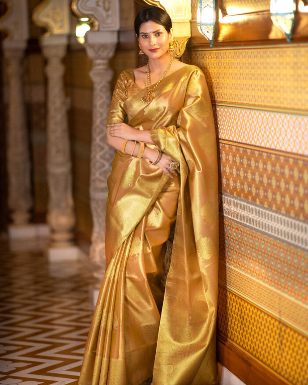 Golden Bloom - Banarasi Silk Saree