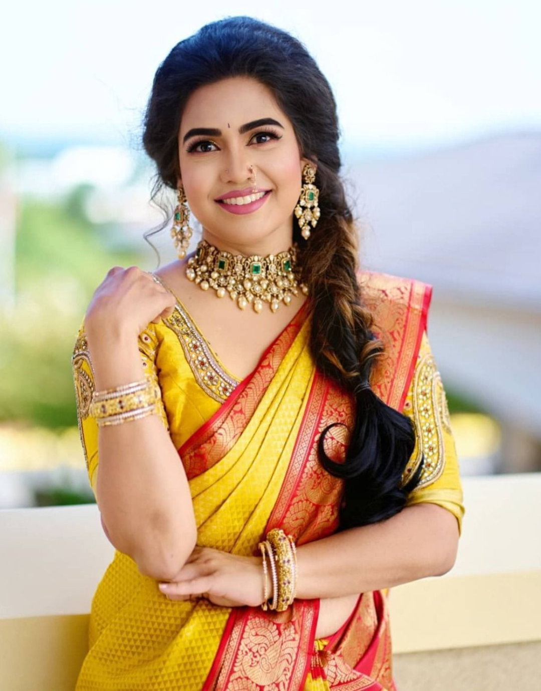 Mahira Yellow Kanchipuram saree