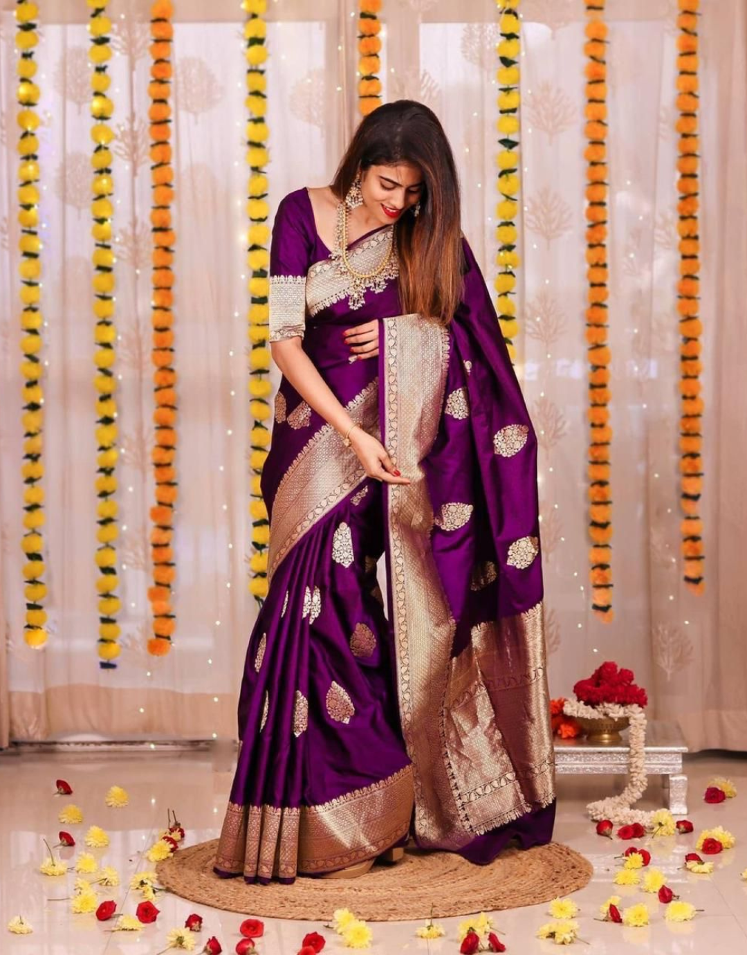 Chhaya Wine Banarasi Silk Saree