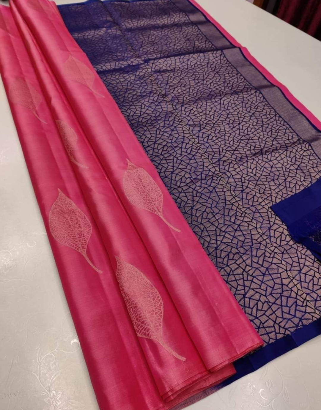 Mila Pink-Blue Soft Silk Saree