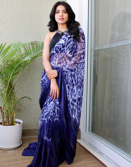 Yamini  Navy Blue Soft Silk Saree