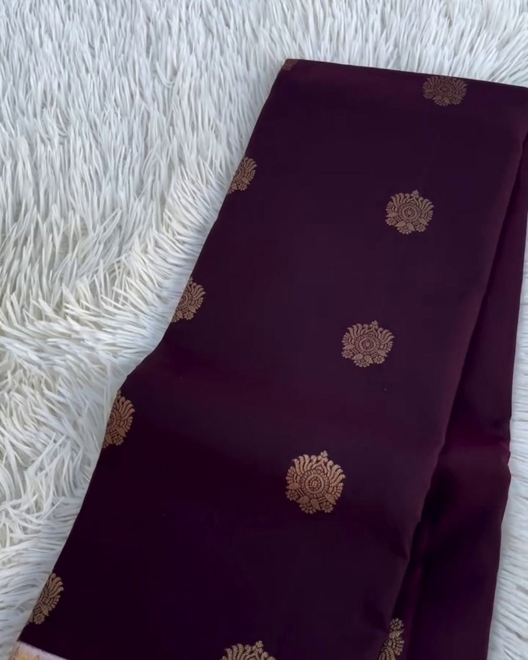 Rashi - Wine Silk Saree with Gold Zari Butta Border