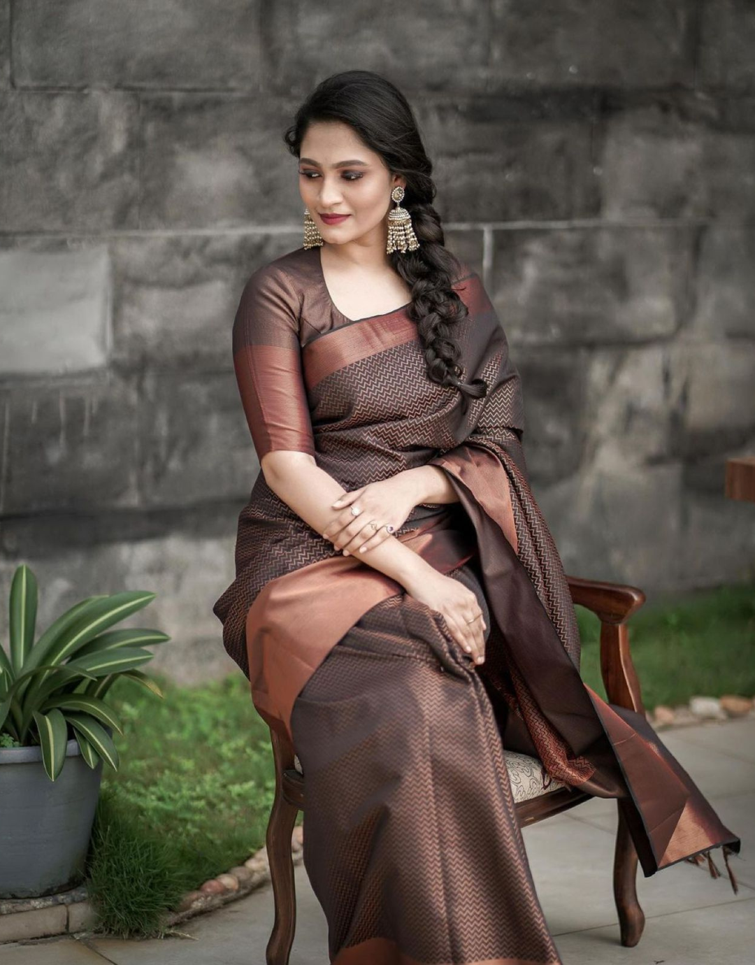 Sarswati Brown Kanchipuram saree