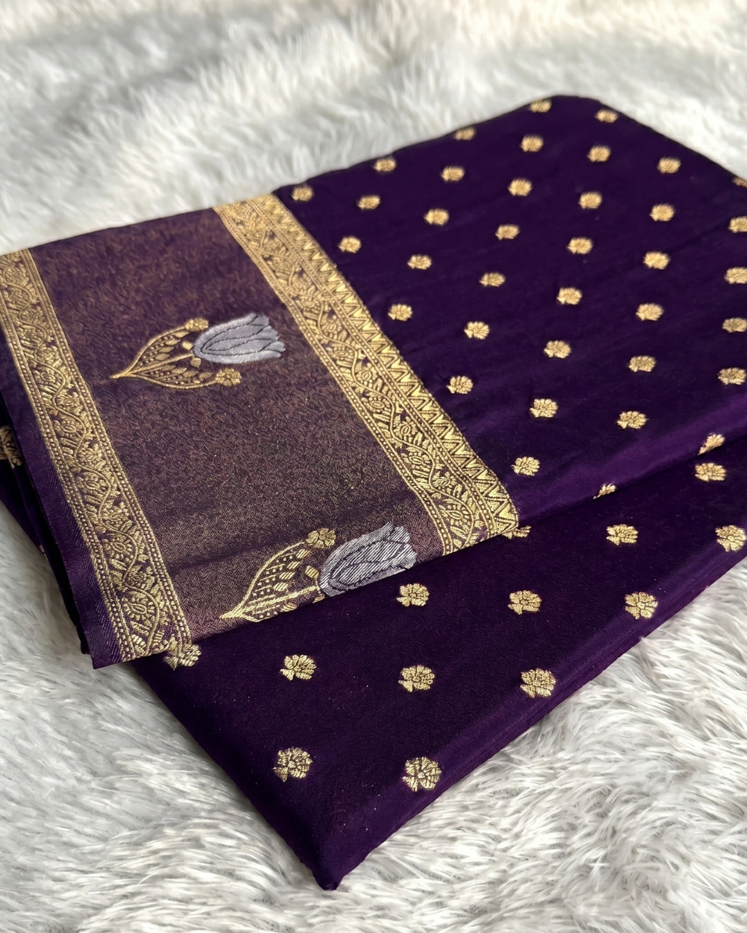 Varni - Royal Purple Zari Blossom Saree