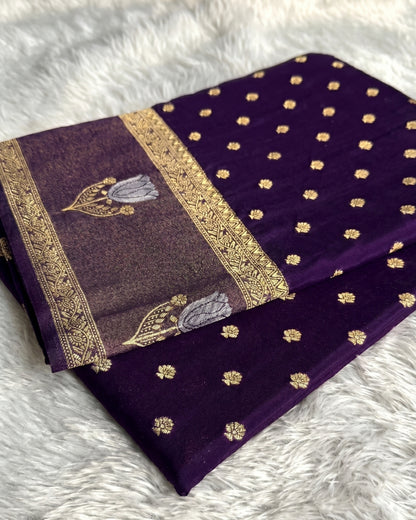 Varni - Royal Purple Zari Blossom Saree
