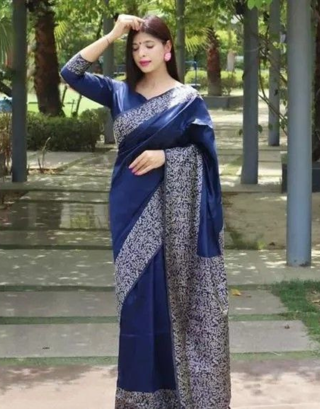 Nimrit Blue Banarasi Silk Saree