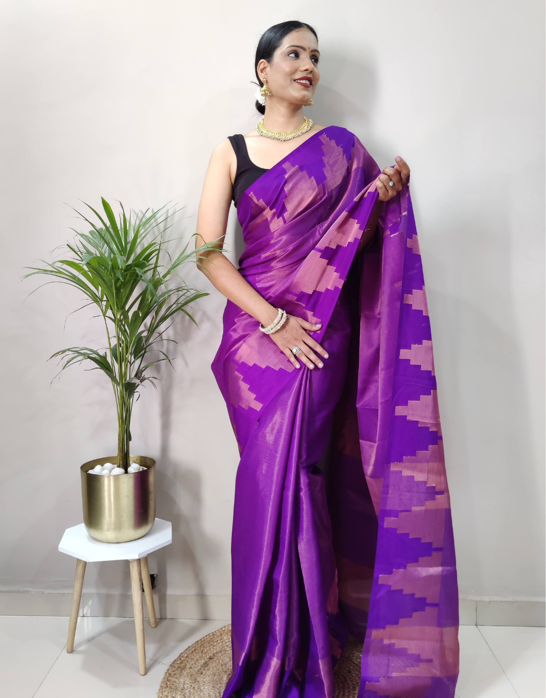 Jeevika Barney Purple Soft Silk Saree