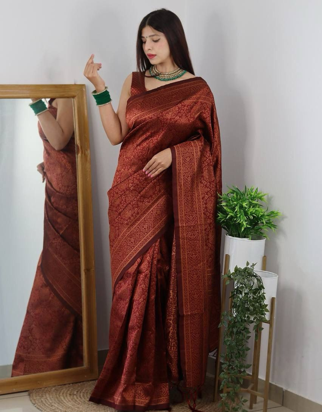 Radhika Maroon Banarasi Silk Saree