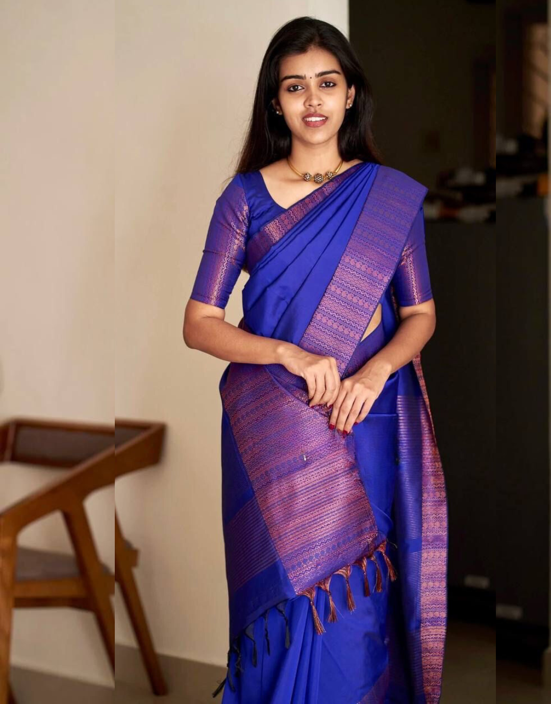 Urvisha Blue Soft Silk Saree