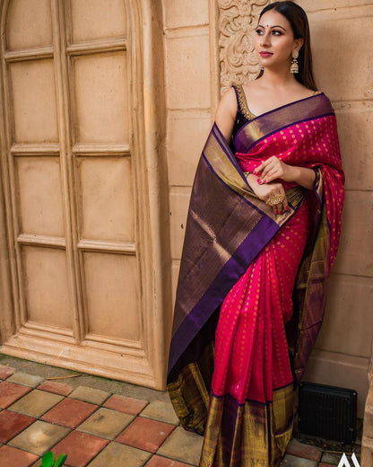 Precious Magenta Soft Banarasi Silk Saree