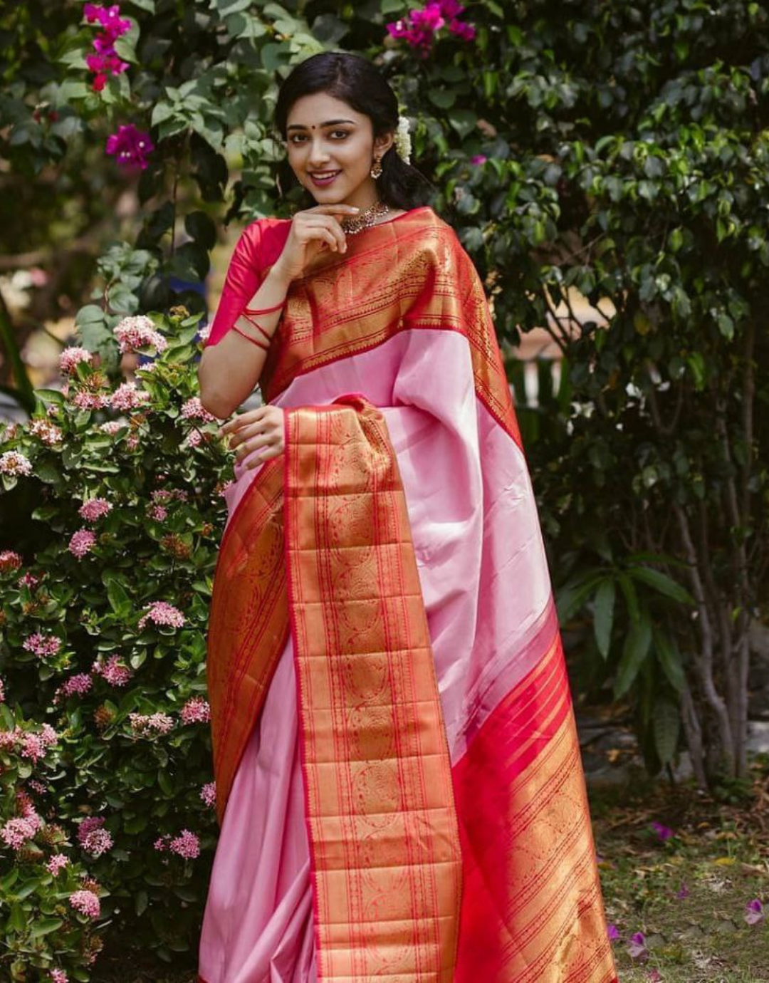 Meera Pink Kanchipuram Saree