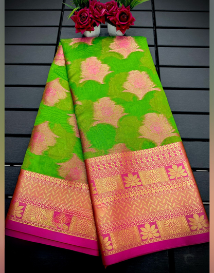 Vishakha Green Organza Silk Saree