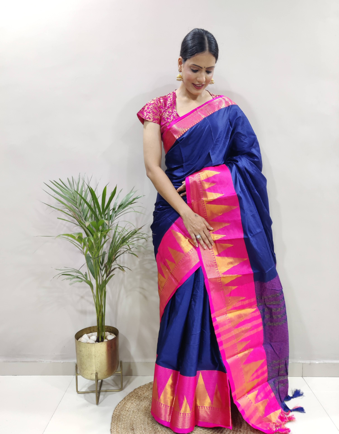 Veena Royal Blue Soft Silk Saree