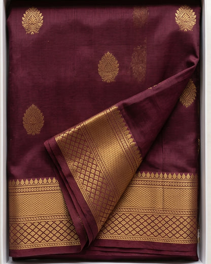 Yutika – Maroon Banarasi Heritage Woven Saree