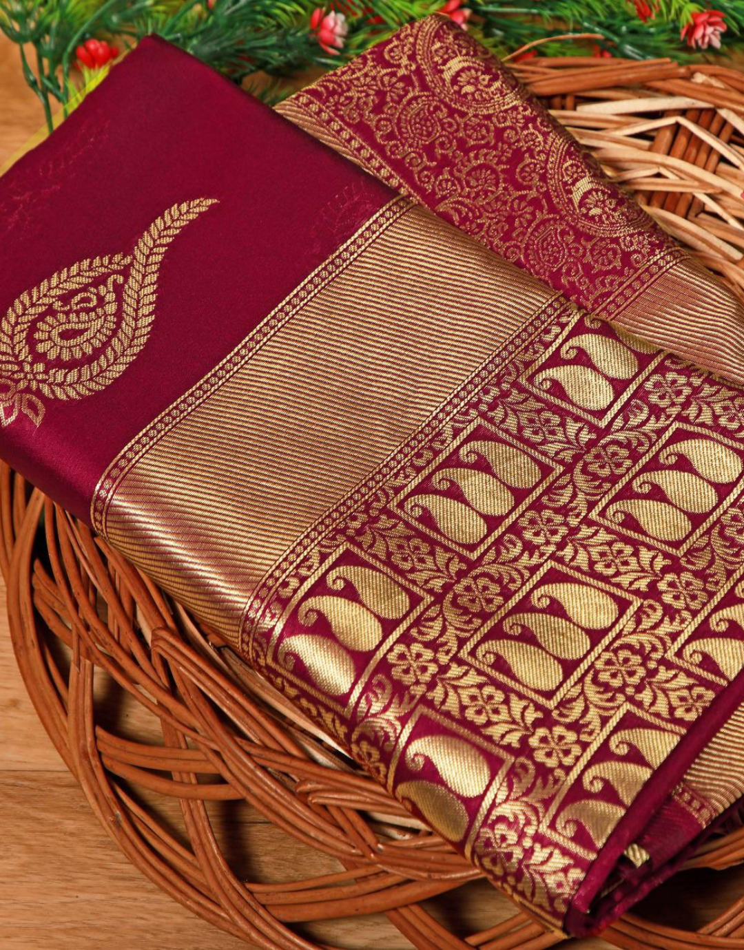 Minakshi Maroon Soft Silk saree