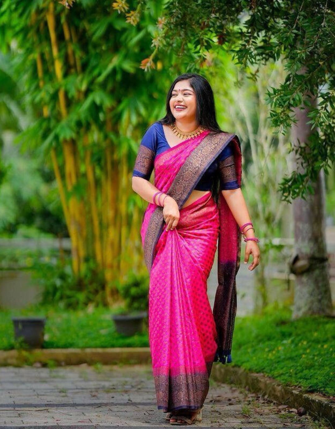 Bhavna Pink Lichi Silk Saree