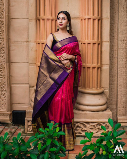 Precious Magenta Soft Banarasi Silk Saree