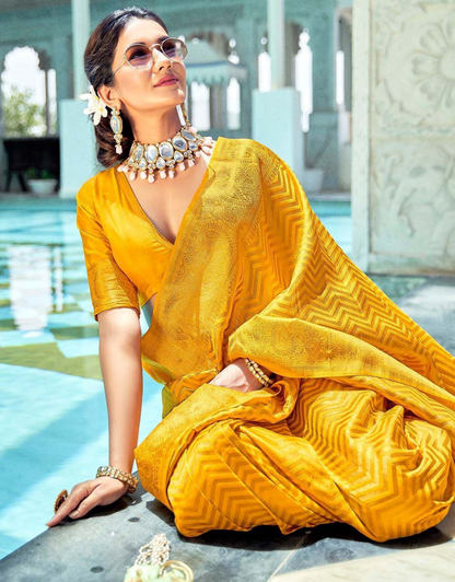 Dipeeka Yellow Soft Silk Saree