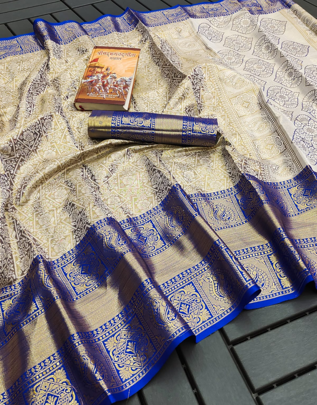 Tanya Blue Kanchipuram Silk Saree