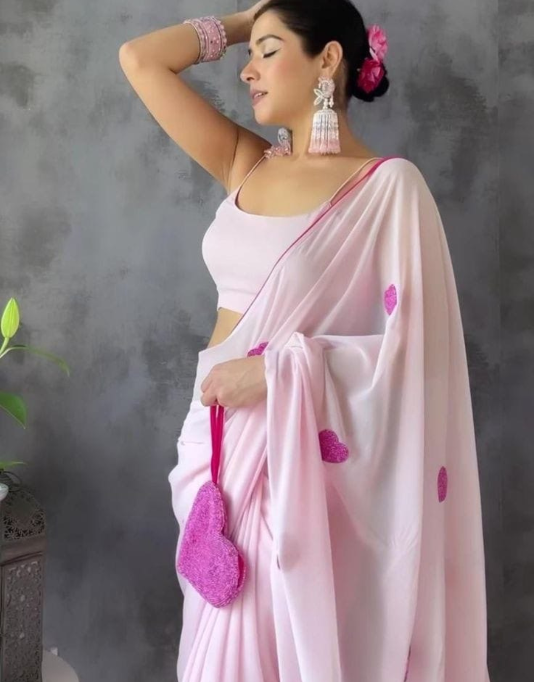 Nora BabyPink Ready To Wear Saree