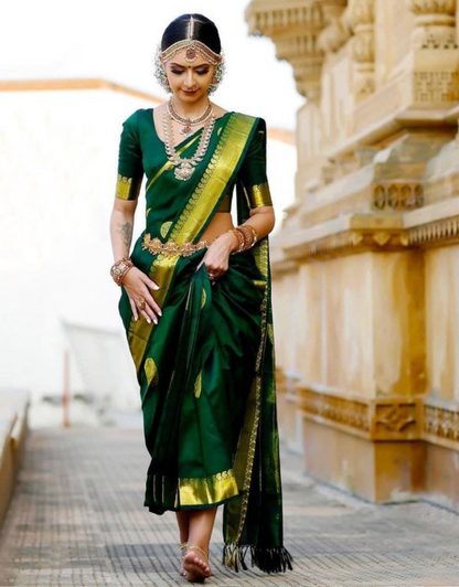 Seema Dark Green Kanchipuram Saree