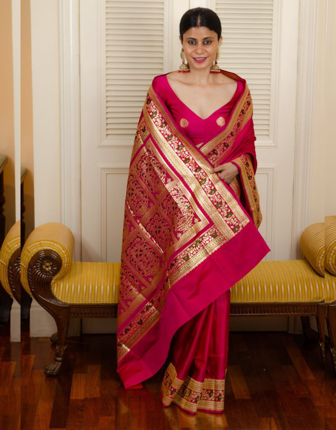 Priya Rose Red Soft Banarasi Silk Saree With Attractive Blouse