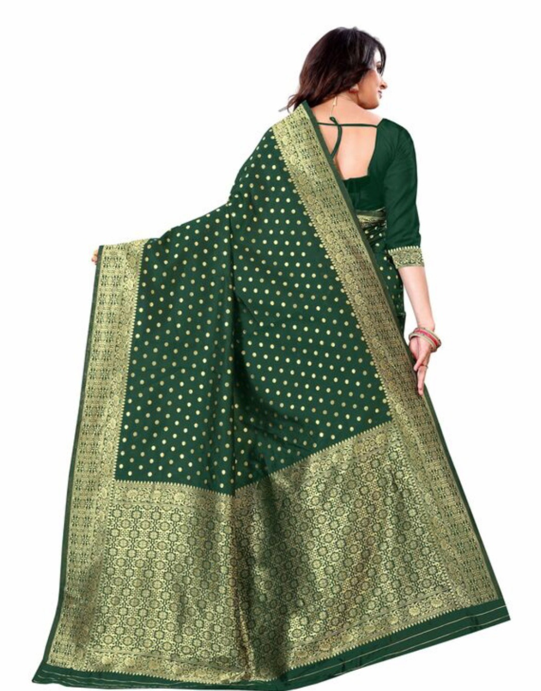 Rohini Dark Green Banarasi saree