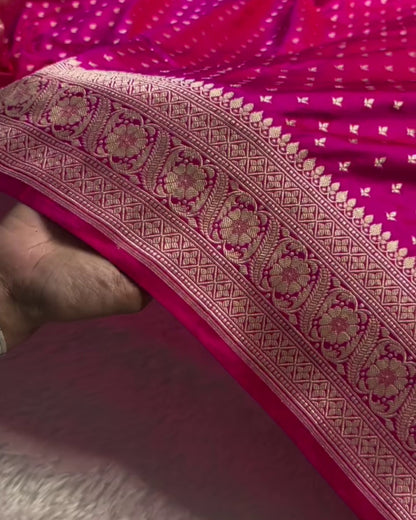 Anisha - Royal Pink Silver Zari Banarasi Saree