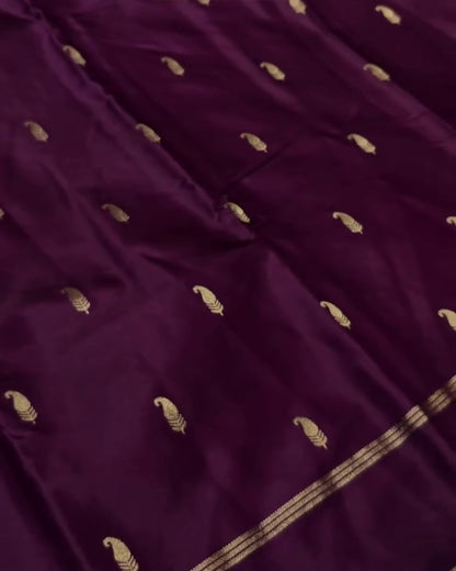 Samya - Royal Purple Silk Saree With Golden Zari Work