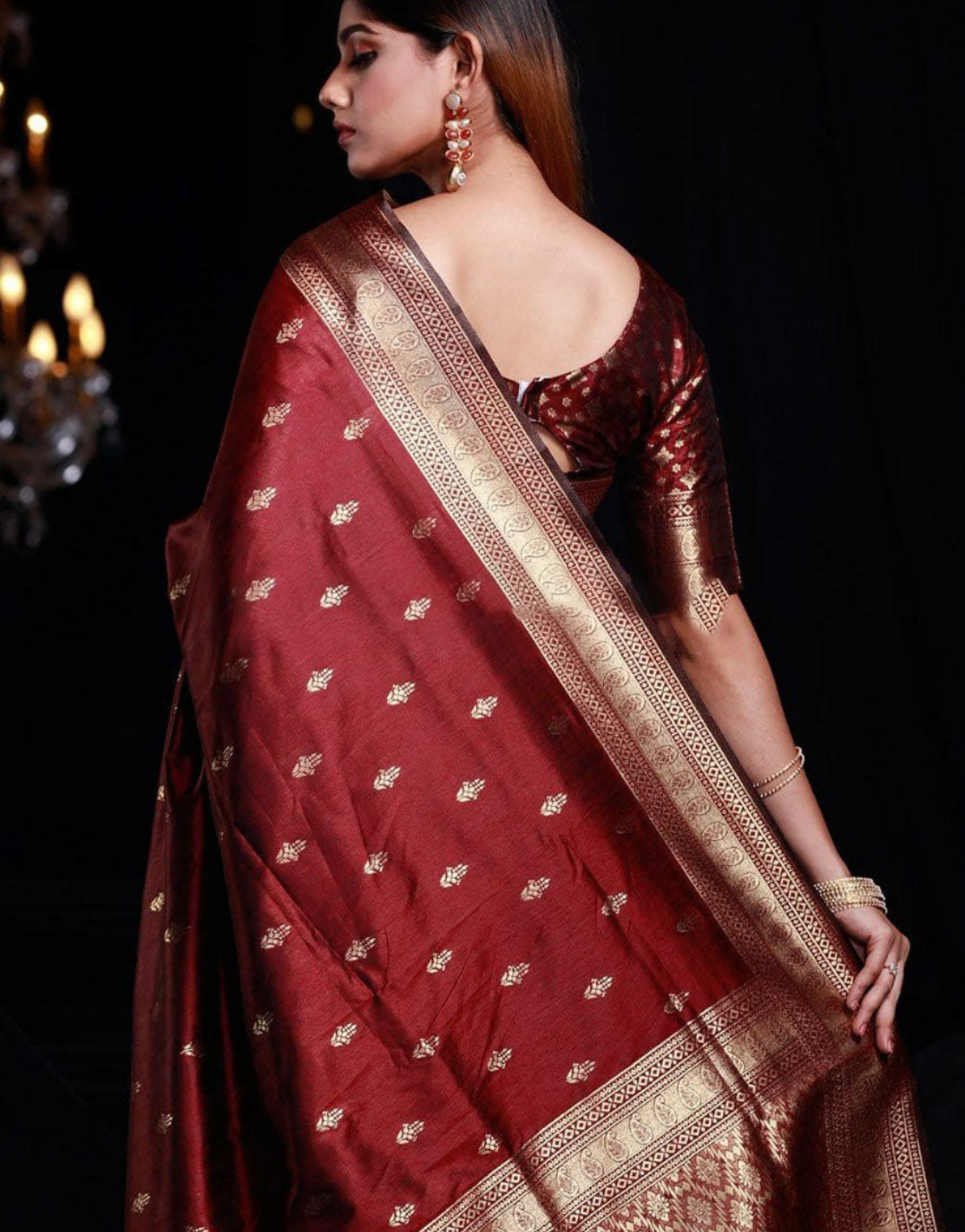 Shanti Maroon Banarasi Silk Saree