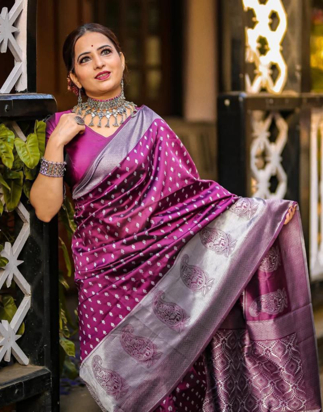 Rupa Purple Banarasi saree