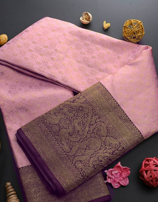 Kalpana Pink Kanchipuram Saree