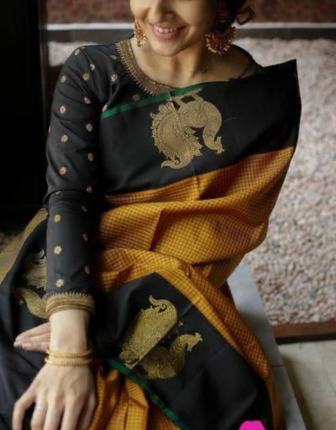 Lalita Musted Yellow Lilen Silk saree