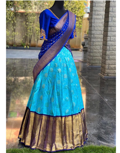 Maitri SkyBlue Kanchipuram Half Saree