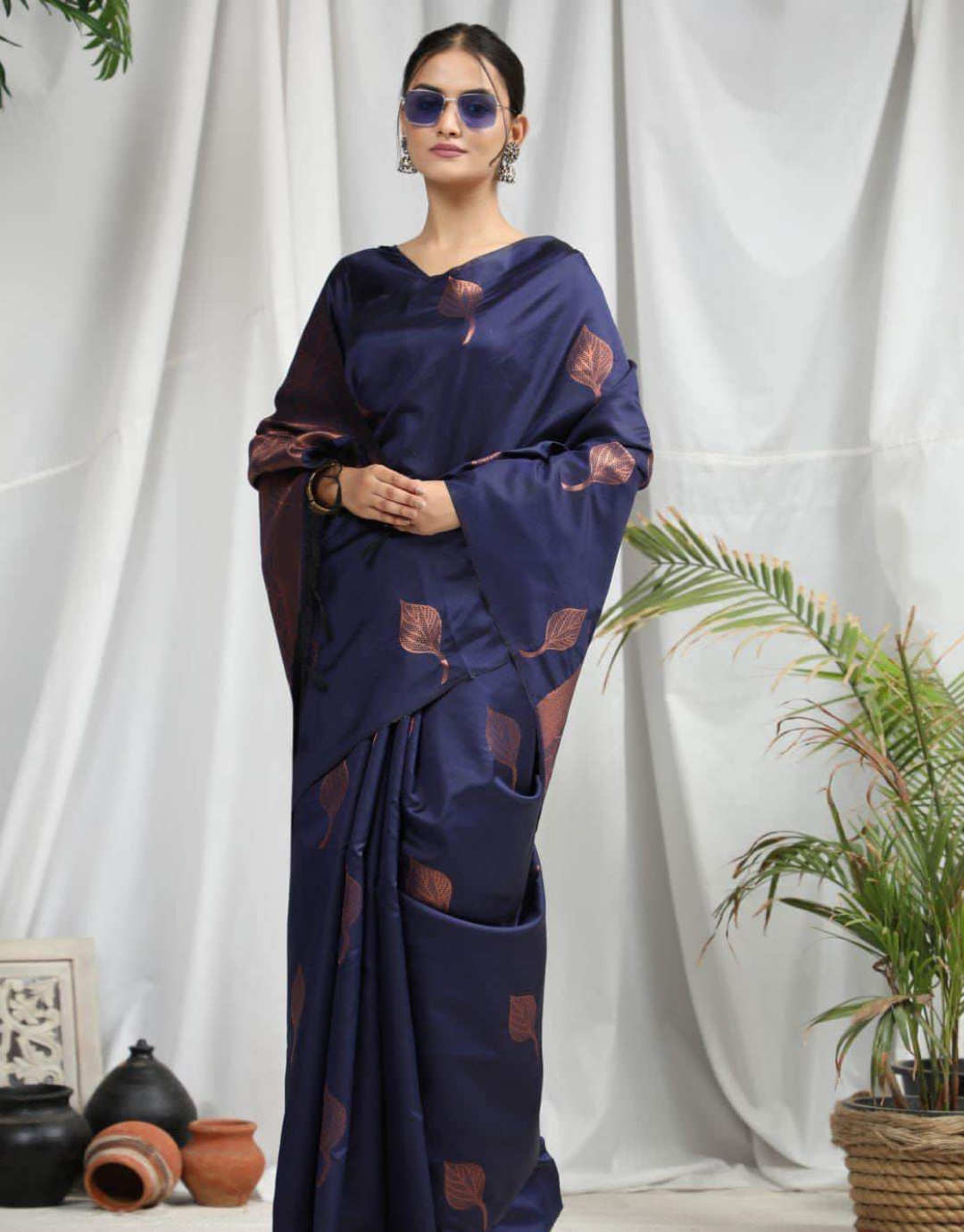 Alisha Navy Blue Soft Silk Saree