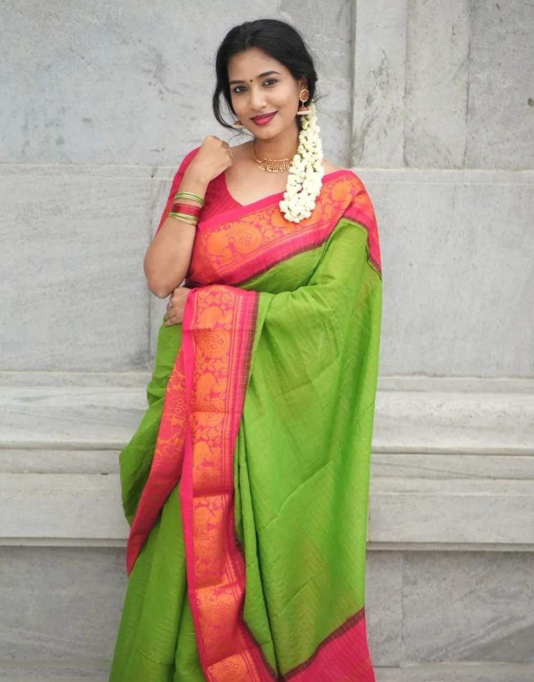 Richa Trendy Green Kanchipuram Silk Saree