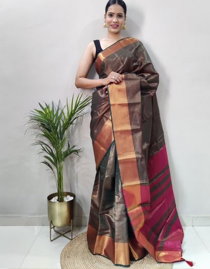 Reeva Brown Soft Silk Saree