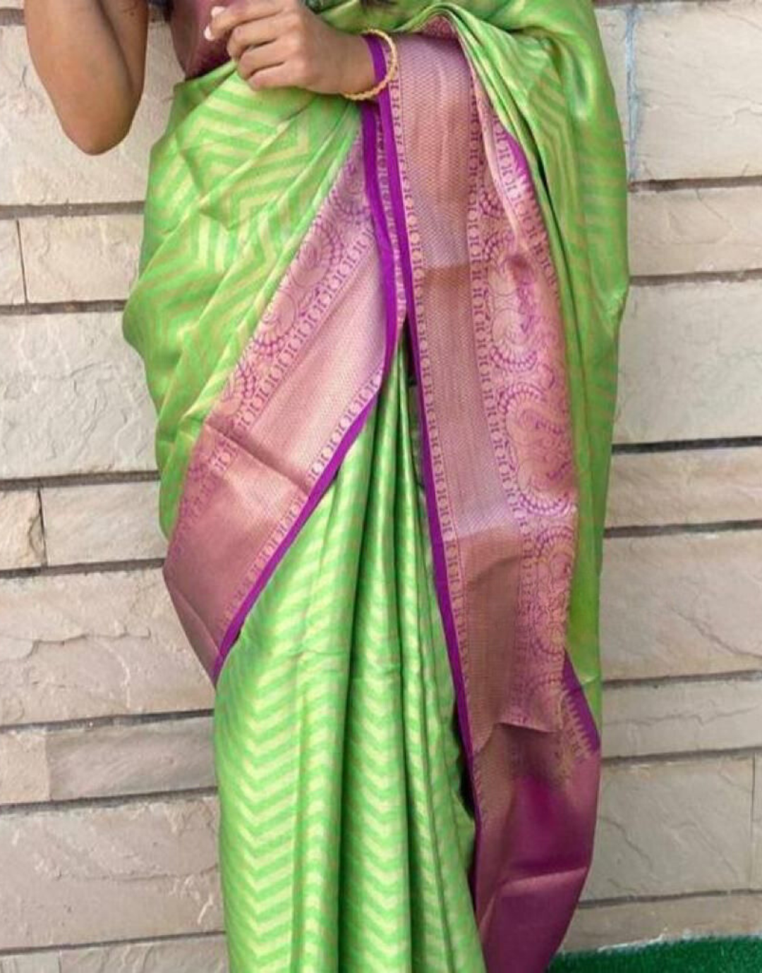 Rahi Toxic Green Banarasi Silk Saree