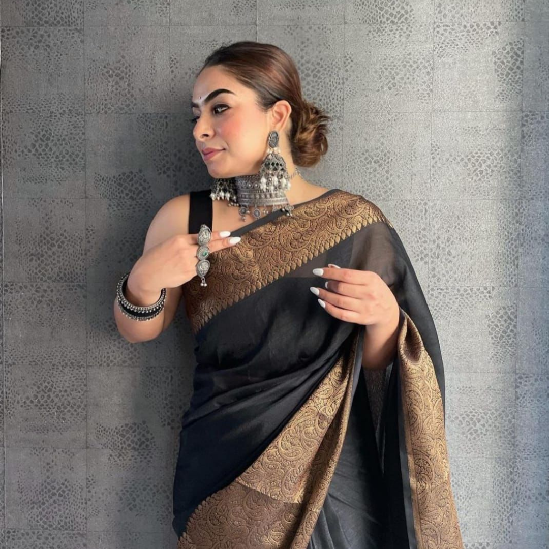 Shreya Black Soft Silk Saree