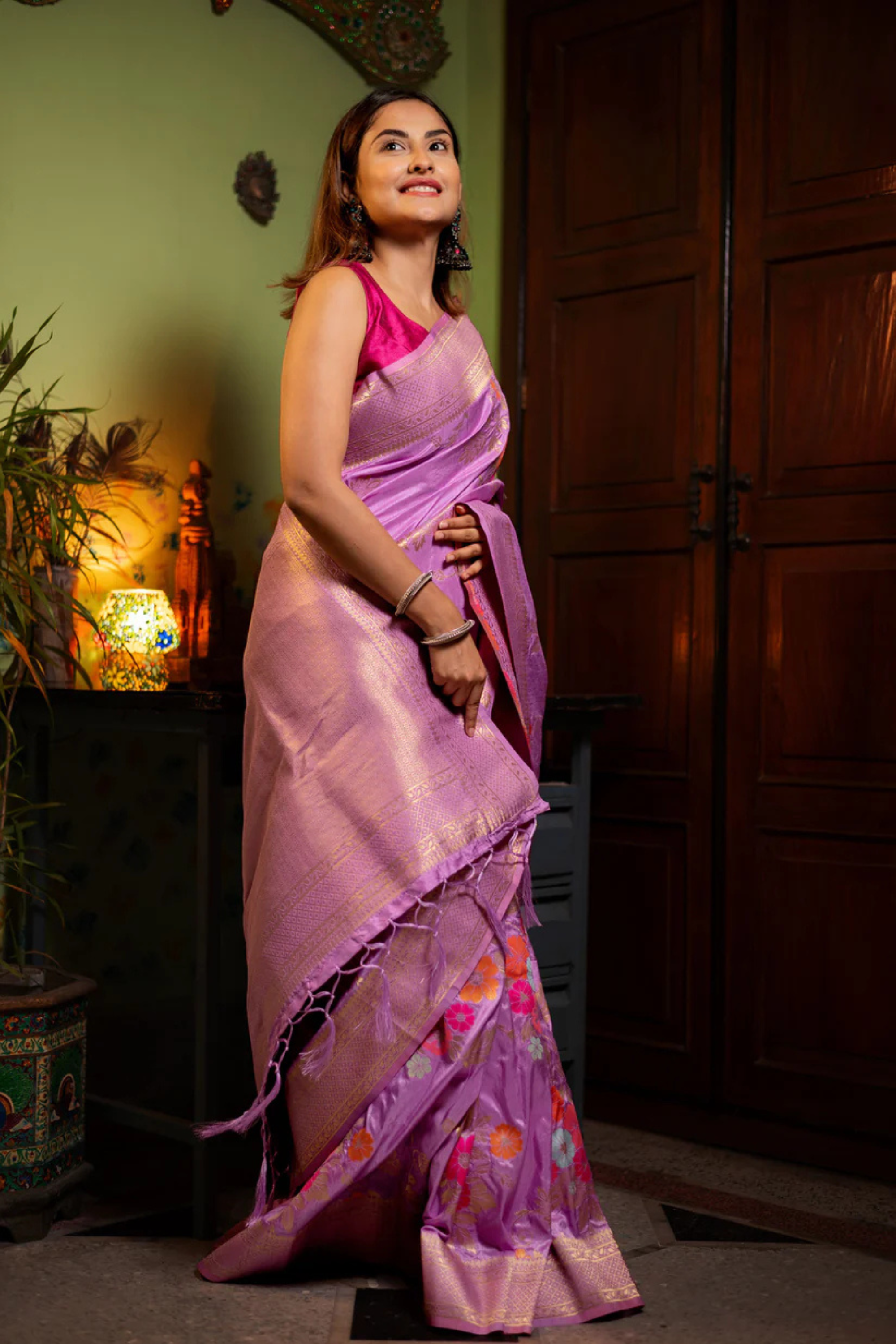 Amethyst Orchid - Banarasi Silk Saree