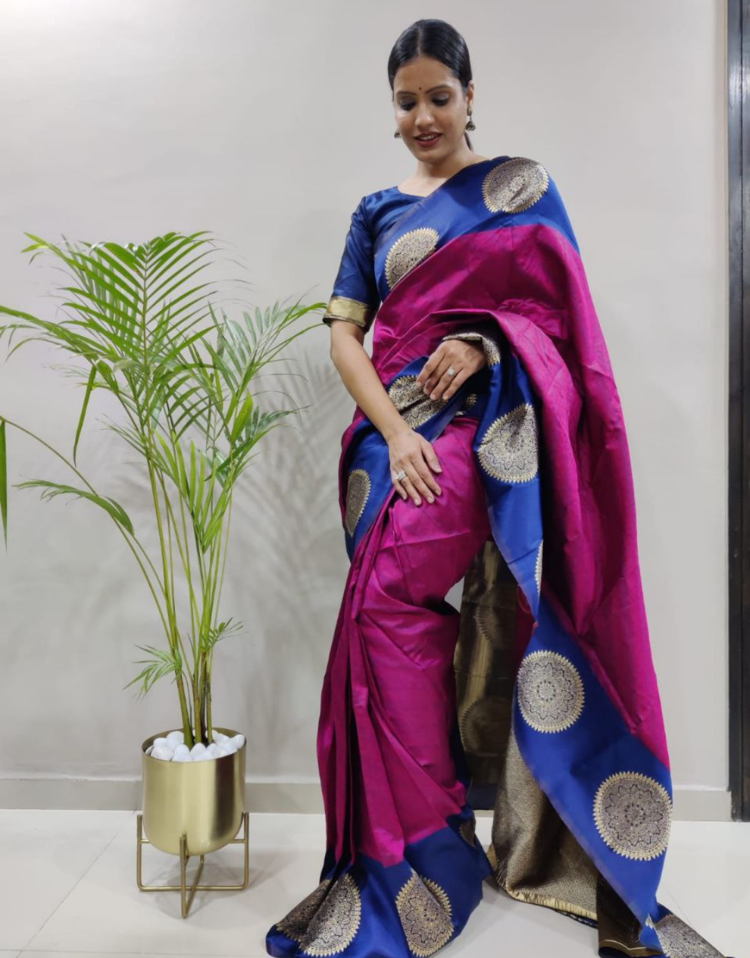 Sonal Blue Just One Minute Ready To Wear Soft Silk Saree