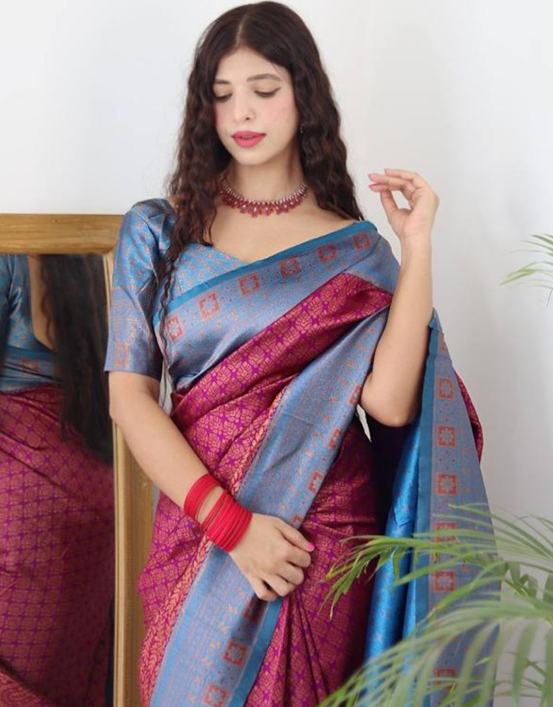 Pooja Wine Soft Silk Saree