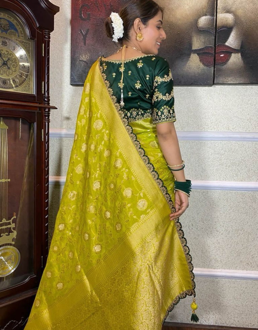 Veera Yellow Banarasi Soft Silk Saree