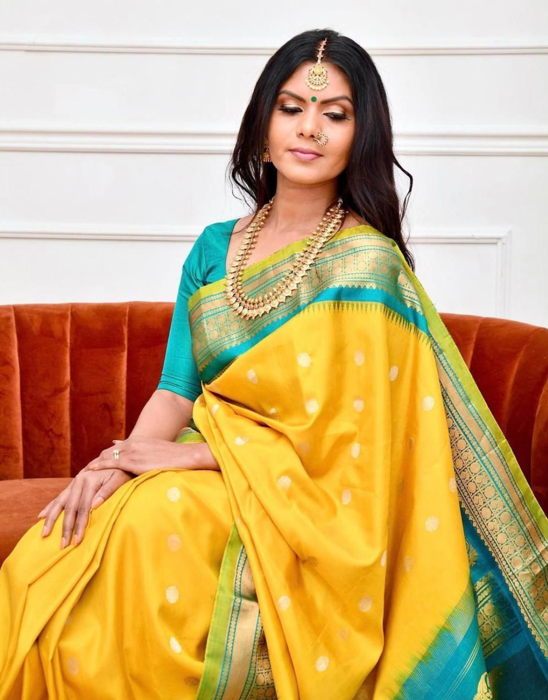 Nimreet Yellow Banarasi Saree