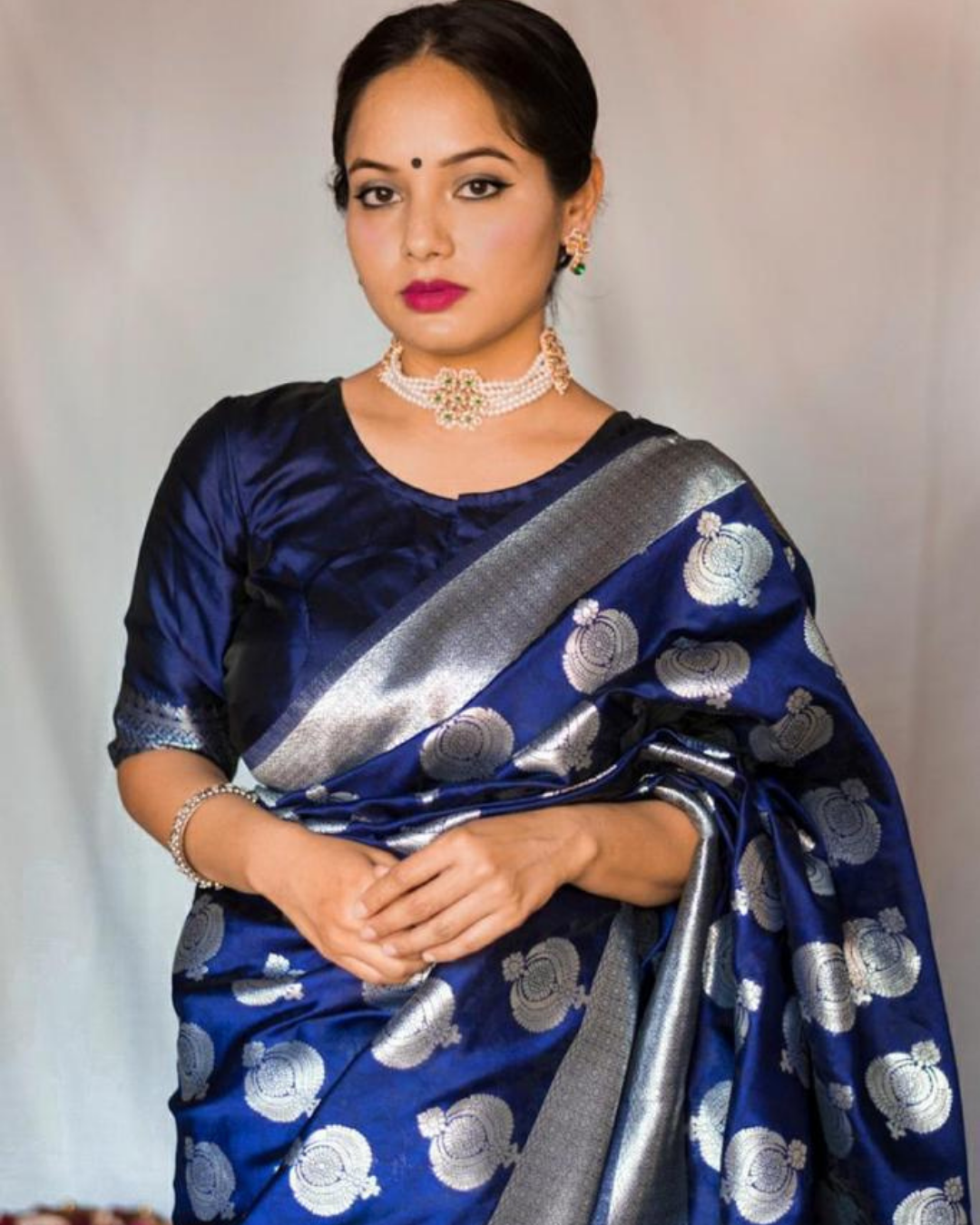 Prabhutha NavuBlue Banarasi Soft Silk Saree