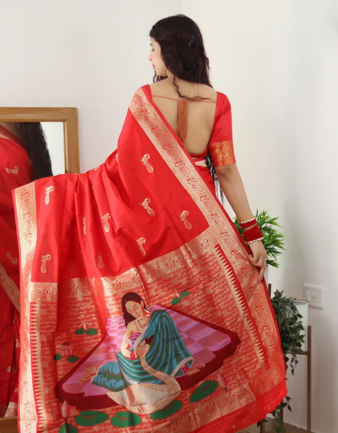 Ishika Red Soft Banarasi Silk Saree