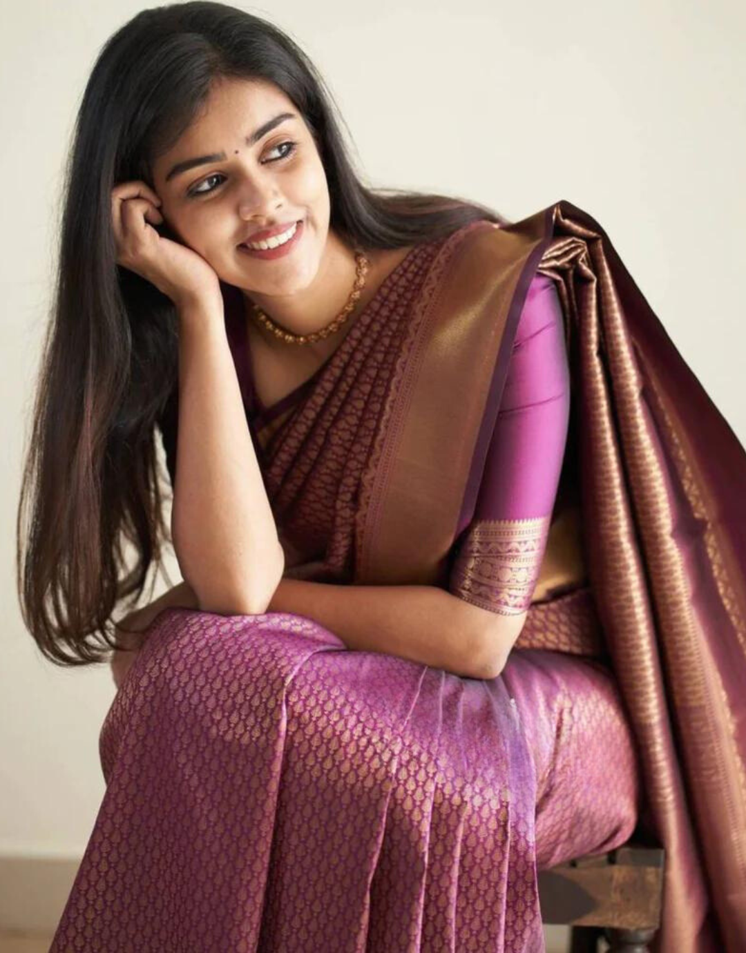 Charmi Light Burgundy Soft Silk Saree