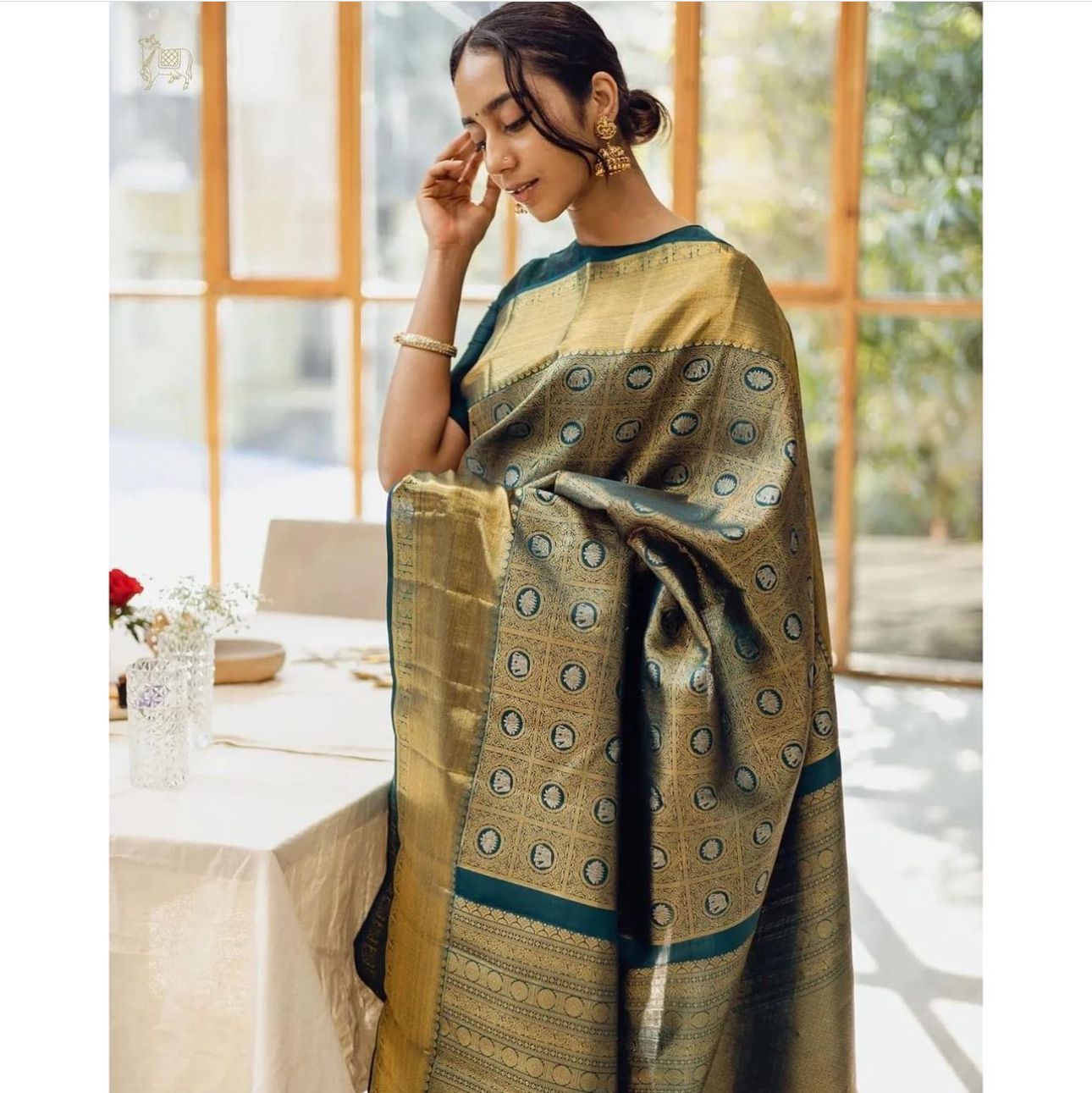 Heta RamaGreen Banarasi Silk Saree