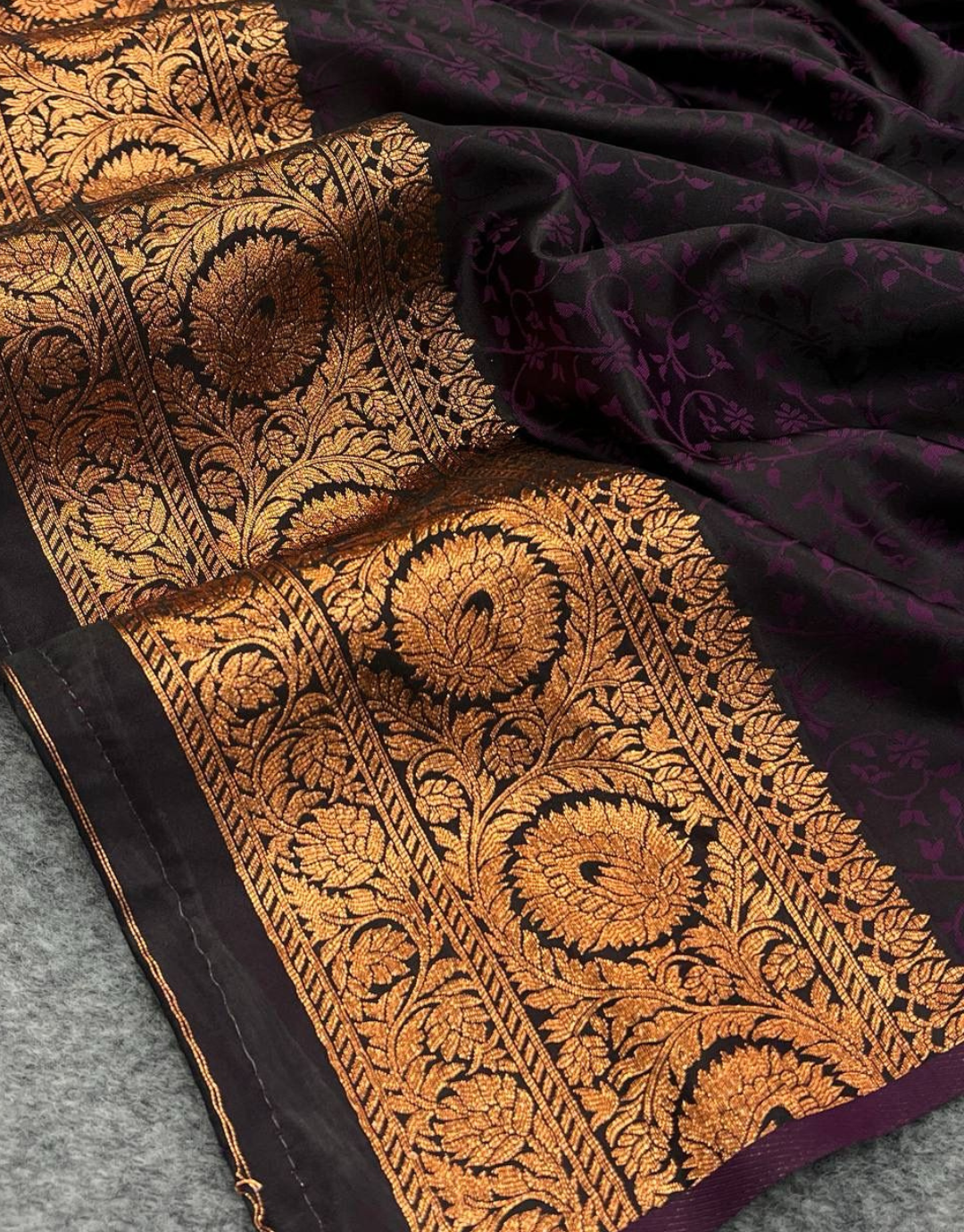 Siya Wine Banarasi Satin Silk Saree